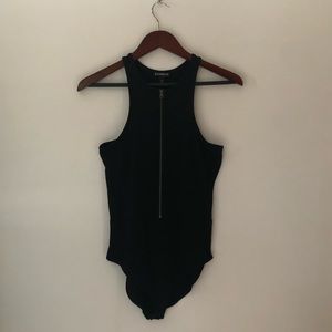 Black zip-up bodysuit